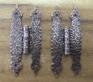 2-Vintage Ajax #916 frühe amerikanische gehämmerte Kupfer "H" Scharniere bündig Tür Neu aus altem Lagerbestand - Bild 1 von 6