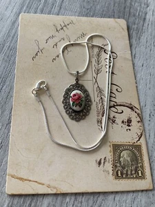 Vintage Petit Point Pendant on Chain - Picture 1 of 3