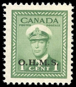 Canada Stamp - O - Official #O1 - King George VI, War Issue (1949) 1¢ O.H.M.S. - Picture 1 of 1