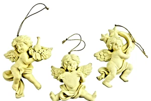 Roman Inc Ornamente Engel Cherubs Herz Essen Mond Vintage Porzellan - Bild 1 von 8