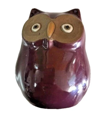Gufetto Gufo decorativo interni esterno giardino ceramica 10 cm viola statuina - Immagine 1 di 4