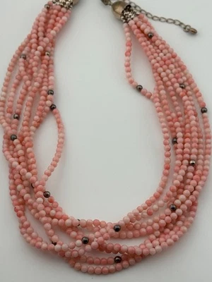 Collar Jay King DTR Piel de Ángel Coral Plata de Ley 8 Hilos Cuentas Foto 1 de 4