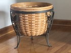 Longaberger XL Extra Large Ficus Planter Basket Wrought Iron Stand 16" Round