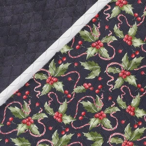 Mook Fabrics Bastoncini di Caramelle Avfoglio Natalizio Doppia Faccia Prefiltati Nero By the Ya - Foto 1 di 4