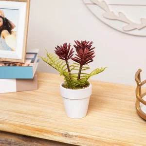 Northlight 8" Succulent Fern Ceramic White Pot - Picture 1 of 10