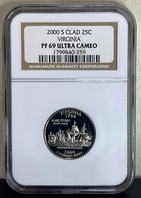 2000 S Clad Virginia quarter graded by NGC PF 69 Ultra Cameo - Image 1 of 2