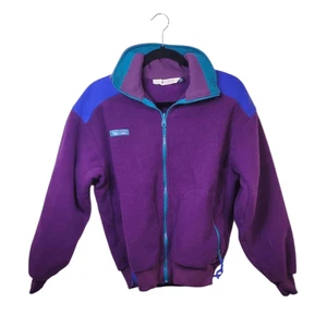 Giacca donna Columbia vintage viola e verde acqua made in USA pile full zip taglia M - Foto 1 di 5