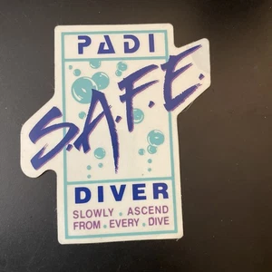 Pegatina vintage PADI Safe Diver deportes buceo submarino - Imagen 1 de 2