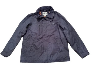 Orvis Navy Blue Waterproof Jacket Size Large Raincoat Nylon Hidden Hood Hiking - Picture 1 of 12