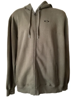 Vintage Oakley Y2K Olive Hoodie Full Zip Inside Pockets Drawstring Hood Men’s XL - Image 1 of 4