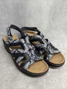 Clarks Collection Sandals Lexi Women's Size 7.5 M Blue Snake Slingback Shoes - Picture 1 of 17