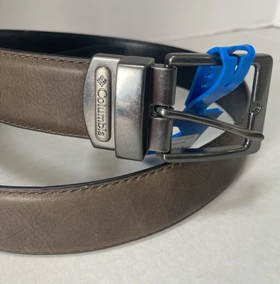 Cinturón reversible Columbia para hombre talla M 34-36 marrón/negro Gunmetal plata hebilla NUEVO Foto 1 de 4
