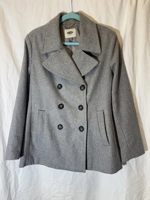Old Navy Peacoat Womens Gray Soft Notch Lapel Double Breasted Size L  II22 - Image 1 of 4