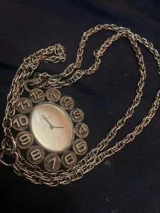 MCM Vintage Crown Trifari Watch Pendant Necklace Works Excellent Condition - Picture 1 of 17