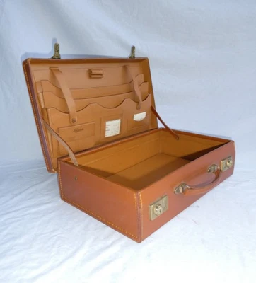 Vintage Leather Attache Briefcase Writing Document Case - Image 1 of 4