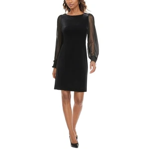 Karl Lagerfeld Paris Kleid Damen 4 Schwarz Samt Transparente Ärmel Gothic Party Neu mit Etikett - Bild 1 von 8