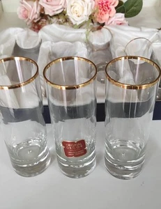 Set 6 Bicchieri Filo Oro Vintage Dipinto A Mano In Scatola Originale Nuovo - Picture 1 of 9