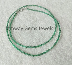 Natural Zambian Emerald Micro Faceted Beaded Necklace-2MM Emerald Beads Necklace - Picture 1 of 3