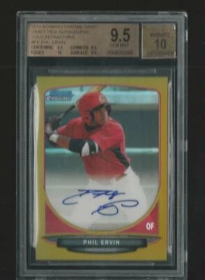 2013 BOWMAN CHROME PHIL ERVIN REDS RC GOLD REFRACTOR AUTO RARE 04/50 BGS 9.5 10 - Image 1 of 2
