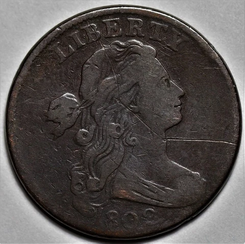 1802 Draped Bust Large Cent - Scratched - US 1c Copper Penny Coin - L37 Cover