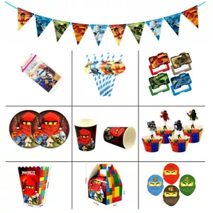 Gama de vajilla con tema ninja fiesta de cumpleaños decoración (platos tazas pancartas, etc.) - Imagen 1 de 19