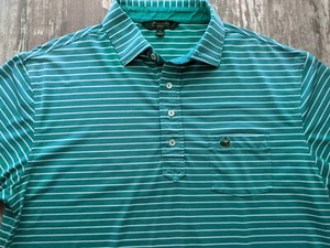 Camisa de golf MASTERS 1934 L Berckmans elástica verde blanco a rayas polo bordada - Imagen 1 de 12