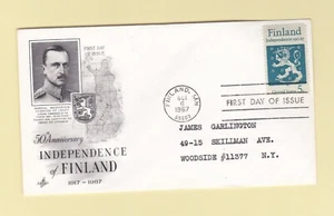 First Day of Issue Stamped Envelope 1967 Anniversary Independence of Finland - Picture 1 of 1
