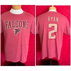 Red Atlanta Falcons Matt Ryan #2 Jersey Shirt Throwback Logo Large Ring Spun