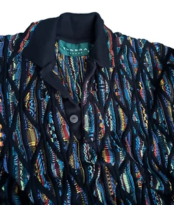 Tundra 3D Texture Canada Sweater Collared 1/4 Button Coogi Style Jumper Medium - Picture 1 of 21
