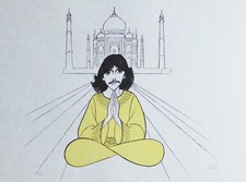 AL HIRSCHFELD Beatles "George Harrison Taj Majal " Lithograph HAND SIGNED COA