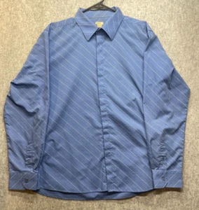 Camisa para hombre Carbon Jean Co talla XL azul con rayas azules y blancas abotonadas - Imagen 1 de 11