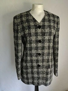 Ladies Viyella Jacket black white check blazer Formal size 8 - Picture 1 of 9