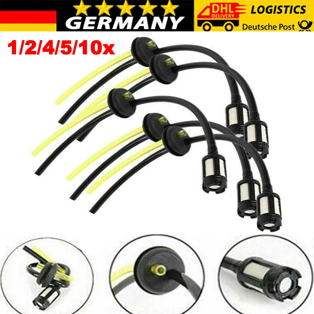 4er Set Universal-Benzinfilter Mit Schlauch – Für Freischneider, Rasenmäher, Trimmer & Heckenscheren