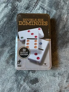 Cardinal Double Six Dominoes 28 puntos de colores juego de dominó con lata nuevo en caja - Imagen 1 de 3