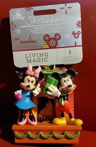New Disney Parks Sketchbook Mickey Minnie Christmas Fireplace Light up Ornament - Picture 1 of 3