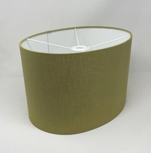 Lampshade Olive Green Textured 100% Linen Oval Light Shade - Picture 1 of 11