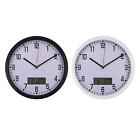 Modern Minimalist LCD Wall Clock with Date and Temperature Silent 10" Large