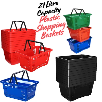 COMPLETE FIXTURE & FITTINGS LIMITED 21 Litre Capacity Plastic Shopping Baskets Shopper Baskets with handle