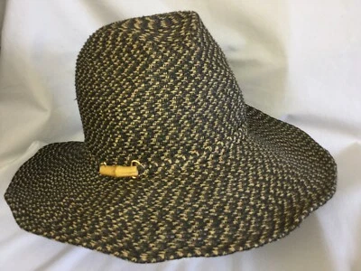 Nine & Co Nine West Women Brown Woven Sun Hat Beach Wired Edge  One Size - Image 1 of 4