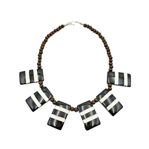 Joyería de moda Collar de resina Cuentas de madera Colgantes a rayas Joyería africana - Imagen 1 de 1