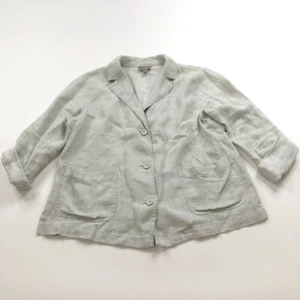 J.Jill PS Petite Small 100% Leinen Blazer Jacke mit Knöpfen leicht grau Bündchen - Bild 1 von 14