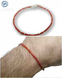 CORAL Bracelet of Red in 18k solid and 750 for MAN with Natural Gemstone Italy - Picture 1 of 4
