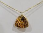 14k Yellow Gold Necklace With Genuine Citrine  12 mm Triangle Lobster Lock.