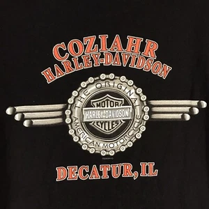 Harley Davidson Men's XL Black Sleeveless Tank T-shirt Coziahr 2002 Decator IL - Picture 1 of 12