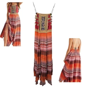 Vestido Free People Regina Midi Boho Bohemio Pañuelo Brillante Audaz Colorido XS - Imagen 1 de 9