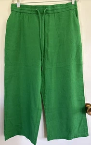 Jules & Leopold Linen Blend Pants M Kelly Green Wide Leg Pull On Prep Coastal - Picture 1 of 5