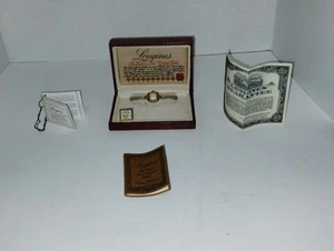 Longines Women 10kt Gf Expandible Wristband Watch Vtg Orig Box & Papers Works - Picture 1 of 23