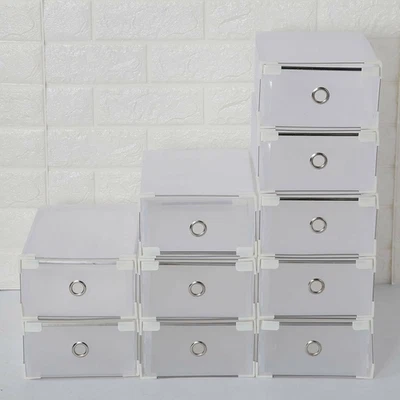 10 Scatole Scarpe Trasparenti Impilabili 28X18X10 Cm – Organizer Scarpe Con Cass - Immagine 1 di 4