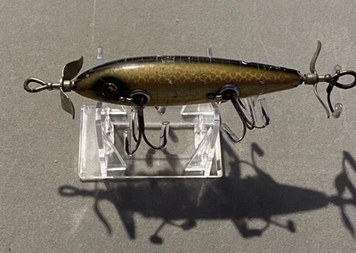 Vintage Heddon 150 5 hook minnow Shiner Scale Heddon Dowagiac marked props - Image 1 of 4