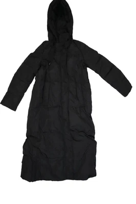 Abrigo Zara Puffer Mujer XS Negro Largo Con Capucha Acolchado Parka Chaqueta Invierno Cálido Foto 1 de 4